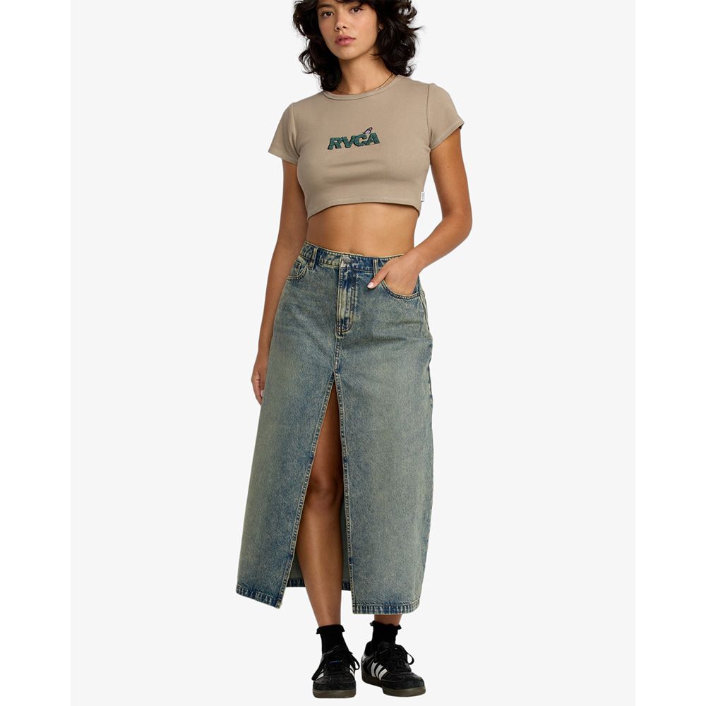 FALDA RVCA MIDI DENIM DUSTY BLUE WASH | Mechanic