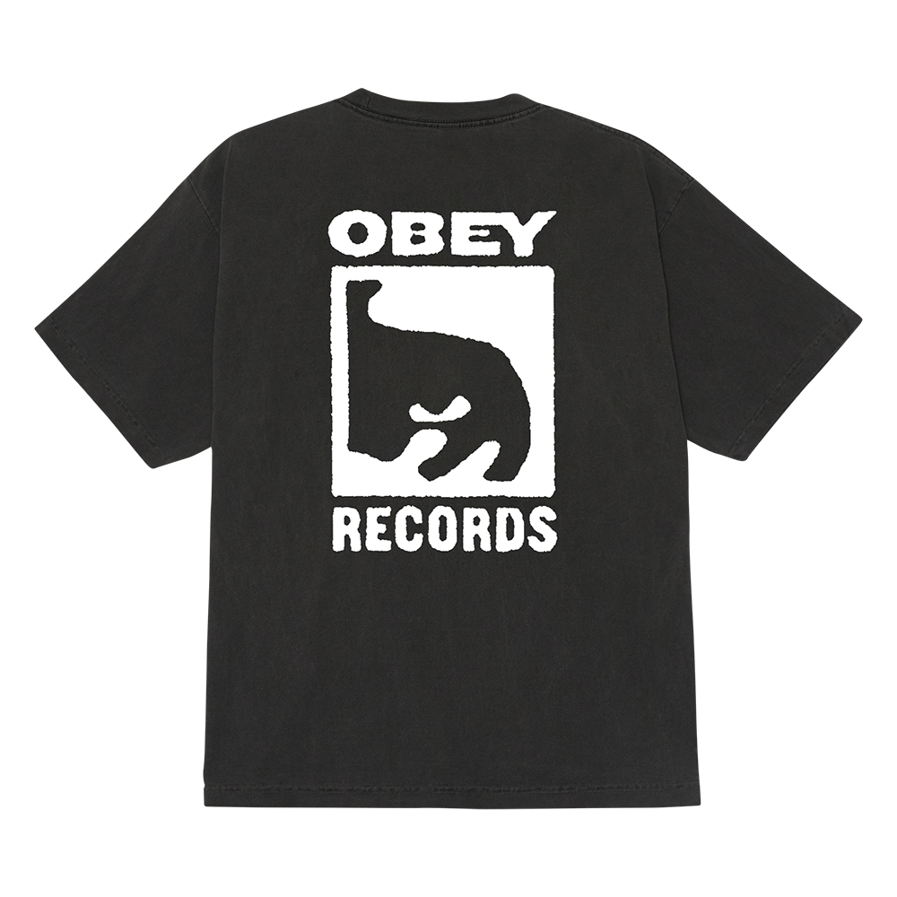 CAMISETA OBEY RECORDS ICON PIGMENT DUSTY BLACK | Mechanic