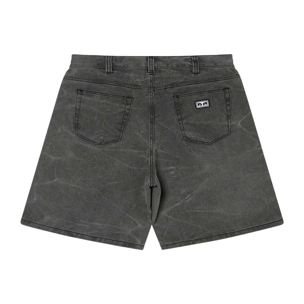 PANTALÓN CORTO OBEY BIGWIG BAGGY DENIM BLACK WRINKLE WASH | Mechanic