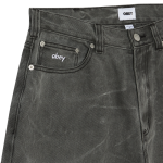 PANTALÓN CORTO OBEY BIGWIG BAGGY DENIM BLACK WRINKLE WASH. Mechanic Tienda de Ropa