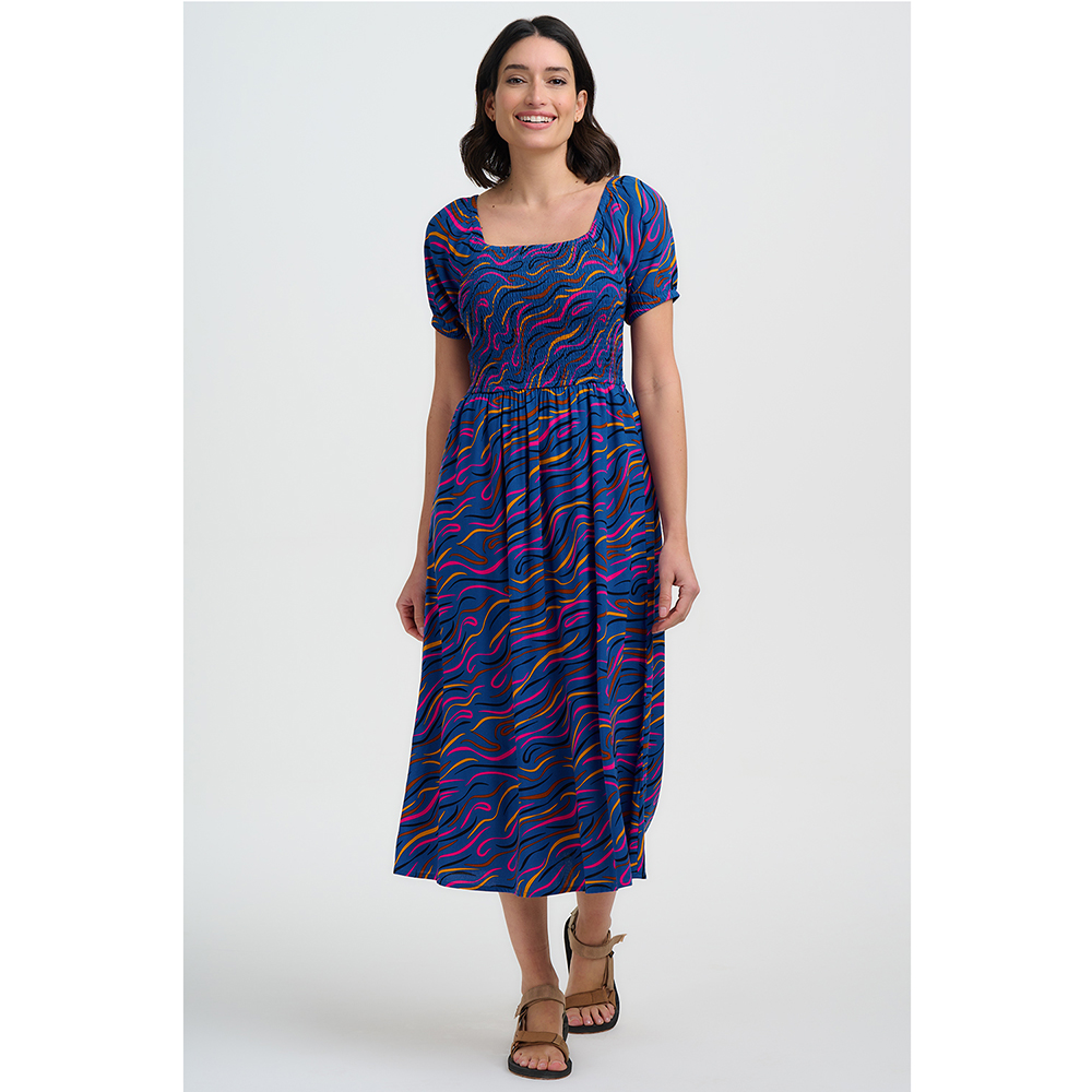 VESTIDO SUGARHILL BOUTIQUE JOLENE SHIRRED MIDI DRESS | Mechanic
