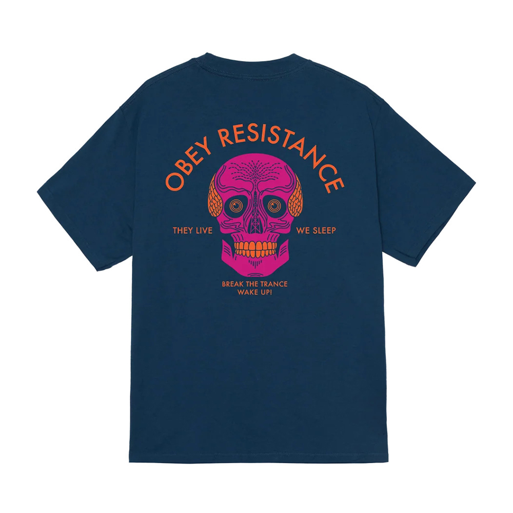 CAMISETA OBEY RESISTANCE SKULL HARBOR BLUE | Mechanic
